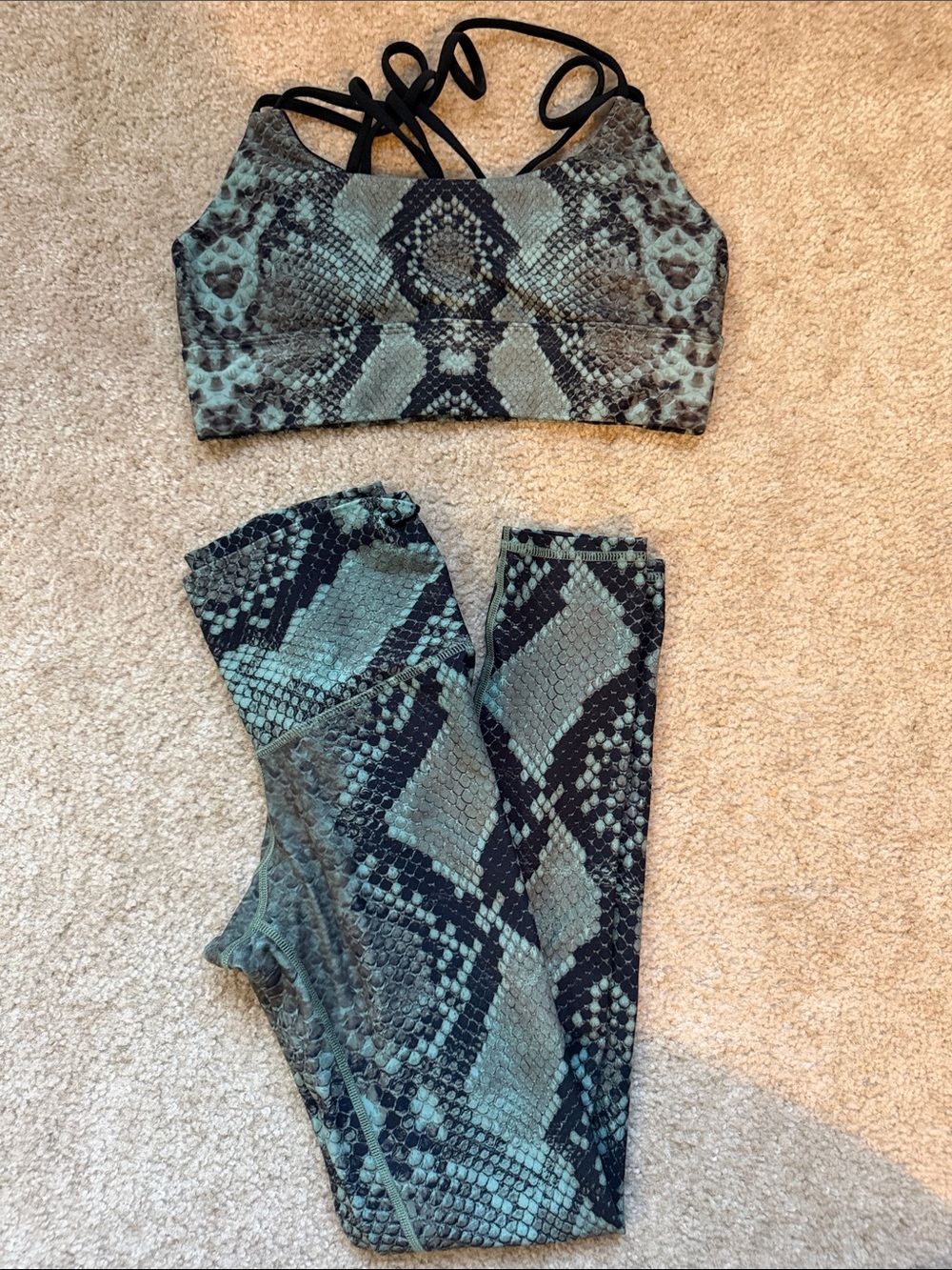 Niyama Sol Green Snake-Print Sports Bra & Leggings Set